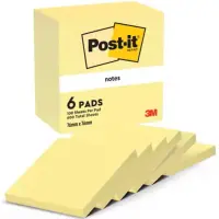 Märkmepaber 76x76mm POST-IT kanaari kollane 6x100 lehte