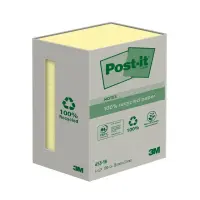 Märkmepaber 38x51mm POST-IT Recycled 653RY kollased 6x100 lehte