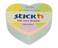 Märkmekuup 67x67mm StickN Süda pastelne 250 lehte