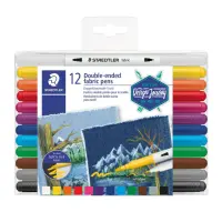 Tekstiilimarkerite komplekt STAEDTLER 3190 kahe otsaga 12 värvi