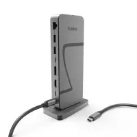 Hama Connect2Office Speed, USB-C, 10 ports, USB4, 140 W, hall - Sülearvuti dokk