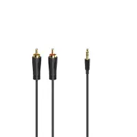 HAMA Audio Cable, 3.5 mm - 2 RCA, kullatud, 1,5 m, must - Kaabel
