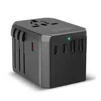 SBS GaN universal travel adapter, 70 W, must - Vooluadapter