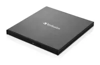 Verbatim 43886 External Slimline CD/DVD Writer External Optical Drive, USB-C/USB-A, Black