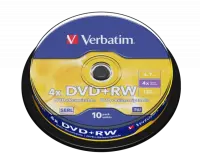 Verbatim 43488 DVD+RW SERL 4.7GB 4X Matt Silver Surface Discs (10 pcs/Pack)