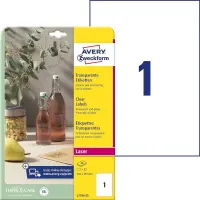 Kleebisetikett läbipaistvast polüesterkilest AVERY Zweckform 210x297mm 25 lehte (L7784-25)