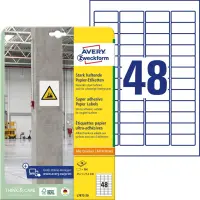 Kleebisetikett tööstuslik AVERY Zweckform 45,7x21,2mm 20 lehte pakis ekstra tugeva liimiga (L7873-20)