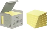 Märkmepaber 76x76mm POST-IT Recycled 654RY kanaari kollane 6x100 lehte