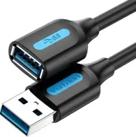 CABLE USB3.0 MALE TO FEMALE/3M BLACK CBHBI VENTION