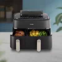 Philips 5000 series NA551/00 fritüür Kahekohaline 9 l Eraldiseisev 2750 W Kuumaõhu fritüür Must, Hõbe – pilt 9
