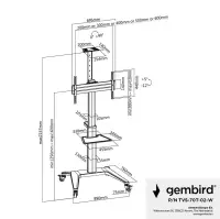 TV SET ACC FLOOR STAND 37-70"/WHITE TVS-70T-02-W GEMBIRD – pilt 4