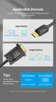 CABLE DP TO VGA 2M/BLACK HBLBH VENTION – pilt 14