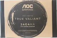 AOC 24G4HA 23,8“ 1920x1080/16:9/300 cd/m²/1 ms/HDMI, DisplayPort, Headphone out | SALE OUT. | 24G4HA | 24 " | Fast IPS | FHD | 16:9 | 200 Hz | 0.5 ms | 1920 x 1080 pixels | 300 cd/m² | HDMI ports quantity 2 | Black, Red | Warranty 36 month(s) | DAMAGED PACKAGING