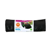 Prügikott nööridega 60L (600x800mm) LDPE 35mic 10tk must MCLEAN