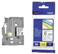 Kleepkirjalint/markeerimislint BROTHER TZE-211 6mm must valgel