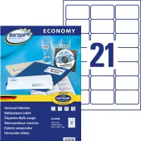 Kleebisetikett AVERY Economy 63,5x38,1mm 21 lehel 100 lehte