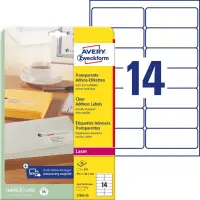Kleebisetikett läbipaistvast polüesterkilest 99,1x38,1mm AVERY L7563-25 lehte pakis