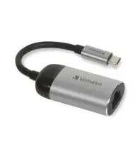 Verbatim 49146 USB-C to Gigabit Ethernet Adapter, USB 3.1 GEN 1, Gigabit Ethernet, Grey/Black