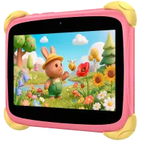 Blackview Link 1 Kids Mini WiFi6 7-inch 1024x600 HD+ 60Hz RK3562 2.0Hz 3GB+32GB 3000mAh Cam 2MP 5MP Stylus glass protector Handle Stand design Android 16 Sweet Pink