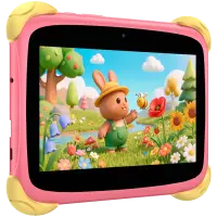 Blackview Link 1 Kids Mini WiFi6 7-inch 1024x600 HD+ 60Hz RK3562 2.0Hz 3GB+32GB 3000mAh Cam 2MP 5MP Stylus glass protector Handle Stand design Android 16 Sweet Pink – pilt 2