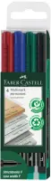 Permanentne marker FABER-CASTELL Multimark 1513 F/0,6mm kustukummiga 4 värvi komplekt