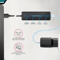 Axagon HUE-C2A jaotur USB 3.2 Gen 1 (3.1 Gen 1) Type-A 5000 Mbit/s Must – pilt 3