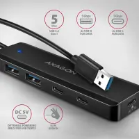 Axagon HUE-C2A jaotur USB 3.2 Gen 1 (3.1 Gen 1) Type-A 5000 Mbit/s Must – pilt 8