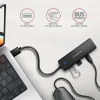 Axagon HUE-C2A jaotur USB 3.2 Gen 1 (3.1 Gen 1) Type-A 5000 Mbit/s Must – pilt 6