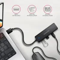 Axagon HUE-C2A jaotur USB 3.2 Gen 1 (3.1 Gen 1) Type-A 5000 Mbit/s Must – pilt 8