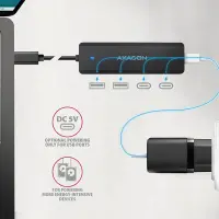 Axagon HUE-C2C jaotur USB 3.2 Gen 1 (3.1 Gen 1) Type-C 5000 Mbit/s Must – pilt 2