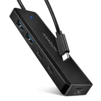 Axagon HUE-C2C jaotur USB 3.2 Gen 1 (3.1 Gen 1) Type-C 5000 Mbit/s Must – pilt 5