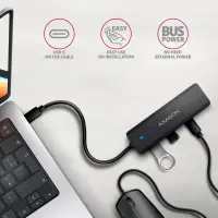 Axagon HUE-C2C jaotur USB 3.2 Gen 1 (3.1 Gen 1) Type-C 5000 Mbit/s Must – pilt 6