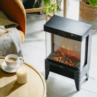 Adler LED electric fireplace with remote control | AD 7755 | Ceramic Heater | 2000 W | Number of power levels 2 | Black – pilt 4