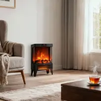 Adler LED electric fireplace with remote control | AD 7755 | Ceramic Heater | 2000 W | Number of power levels 2 | Black – pilt 6