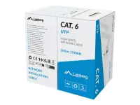 Lanberg Lan Cable Cat.6 UTP 305M Solid CU LSZH Grey CPR+ Fluke Passed | LCU6L-11CU-0305-S – pilt 2