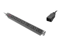 Lanberg Power Distribution unit (PDU) 19" 1U 16A 2M 4x C19 6x IEC C13 Sockets C20 | PDU-04I1906I-0200-C20-BK