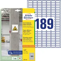 Kleebisetikett tööstuslik AVERY Zweckform 25,4x10mm 189 lehel 20 lehte pakis ekstra tugeva liimiga (L7871-20)