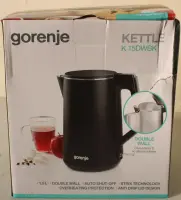 SALE OUT. Gorenje K15DWBK Kettle, Electric, Capacity 1.5 L, Power 2200 W, Stainless Steel, Black | SALE OUT. Gorenje | Kettle | K15DWBK | Electric | 2200 W | 1.5 L | Stainless steel | 360° rotational base | Black | DAMAGED PACKAGING
