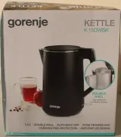 SALE OUT. Gorenje K15DWBK Kettle, Electric, Capacity 1.5 L, Power 2200 W, Stainless Steel, Black | SALE OUT. Gorenje | Kettle | K15DWBK | Electric | 2200 W | 1.5 L | Stainless steel | 360° rotational base | Black | DAMAGED PACKAGING