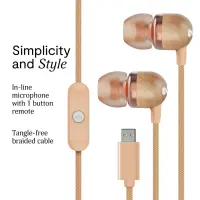Marley Wired Earbuds | Smile Jamaica | Built-in microphone | USB Type-C | Copper – pilt 7