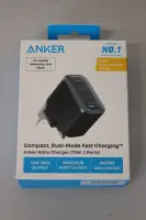 SALE OUT. Anker Nano Charger 70W, 3 ports, Black | Anker Nano Charger 70W, 3 ports, Black | 2 x 24 pin USB-C, 4 pin USB Type A | UNPACKED, MISSING INNER PACKAGING
