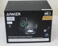 SALE OUT. Anker Prime Wireless Charging Station Qi2.2  25W wireles charging  (3-in-1, MagGo, AirCool, Dock Stand) PSU added | UNPACKED, SCRACHED ON SCREEN