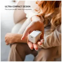 Fixed Mini GaN power adapter with USB-C output and PD support, 65W – pilt 5
