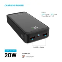 Fixed Power Bank Zen2 20 with LCD Display and PD 20W Output | 20000 mAh | Black – pilt 2