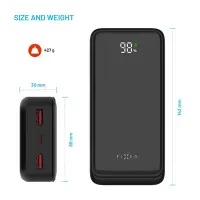 Fixed Power Bank Zen2 20 with LCD Display and PD 20W Output | 20000 mAh | Black – pilt 5