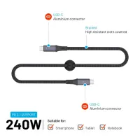 Fixed Braided Cable USB-C/USB-C, 2m, USB4 gen2 20Gbps, 4K 60Hz, 240W | FIXDBP-CC2-GR – pilt 2
