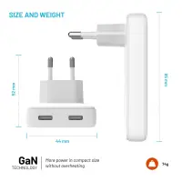 Fixed Slim 2xUSB-C Travel Charger, GaN, PD support – pilt 4
