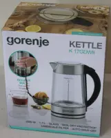 SALE OUT. Gorenje K17GDWII Kettle, Electric, Capacity 1.7 L, Power 2200 W, Stainless steel | SALE OUT. | Gorenje Kettle | K17GDWII | 2200 W | Electric | 1.7 L | 360° rotational base | Stainless steel/Glass | Stainless steel/Transparent | DAMAGED PACKAGING AND GLASS