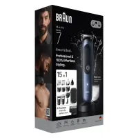 Braun Hair Trimmer | All-in-One Series 7 AIO7580 | Cordless | Wet & Dry | Number of length steps 14 | Blue/Black