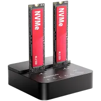 ADSA-M2C22L USB-C 20Gbps docking station for 2 x M.2 NVMe SSD with disk cloning function without PC – pilt 5